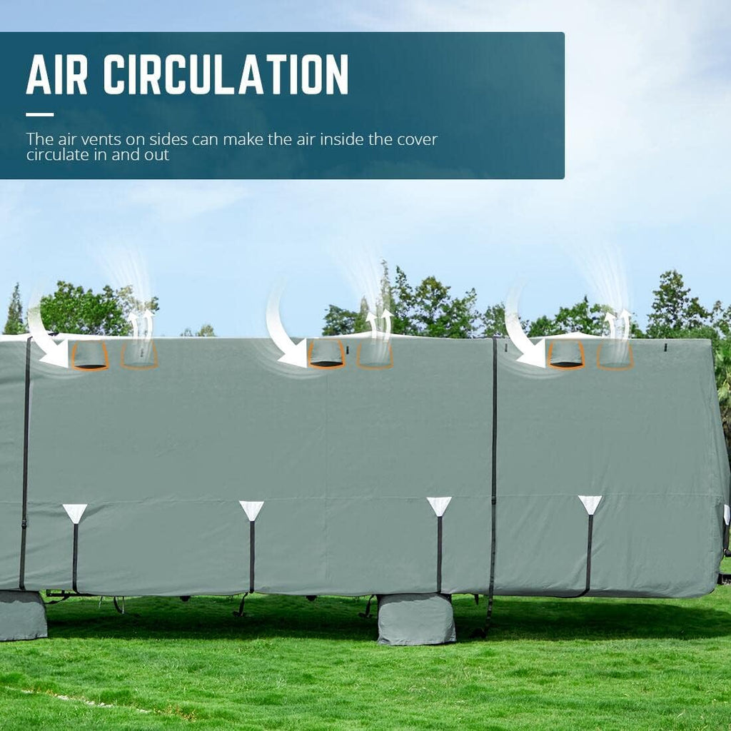 RV Cover, 5 Layers Anti-UV Top Panel, Fits 23'-26' Motorhome, with 2Pcs Straps & 4 Tire Covers S3660