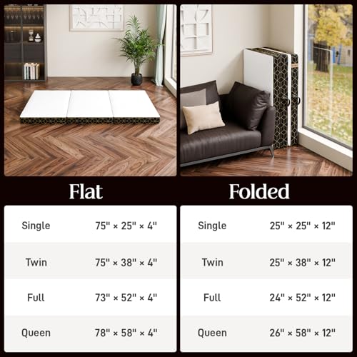 6 Inch Queen Memory Foam Tri-Fold Mattress with Washable Cover R99563