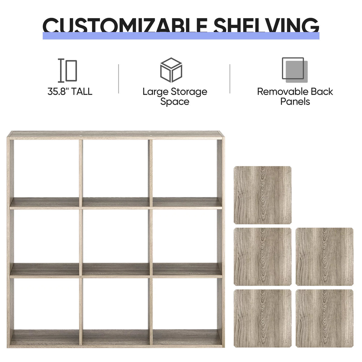 9 Cube Wooden Organizer Bookcase Cabinet C545169
