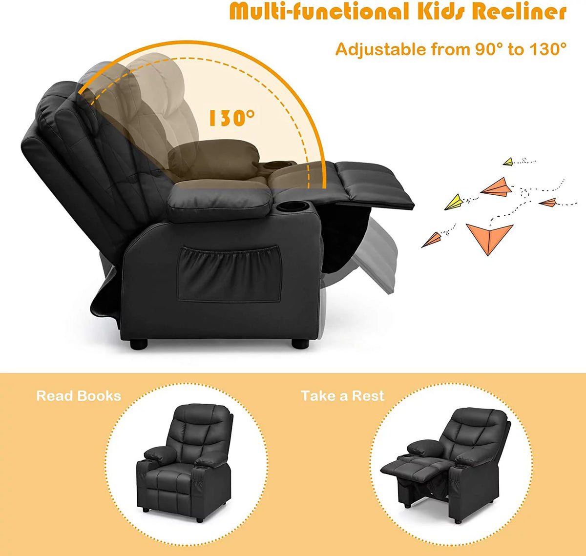 Kids Recliner Chair with Cup Holder C36919