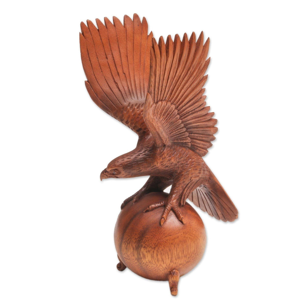 Brown Wood Eagle Sculpture M303