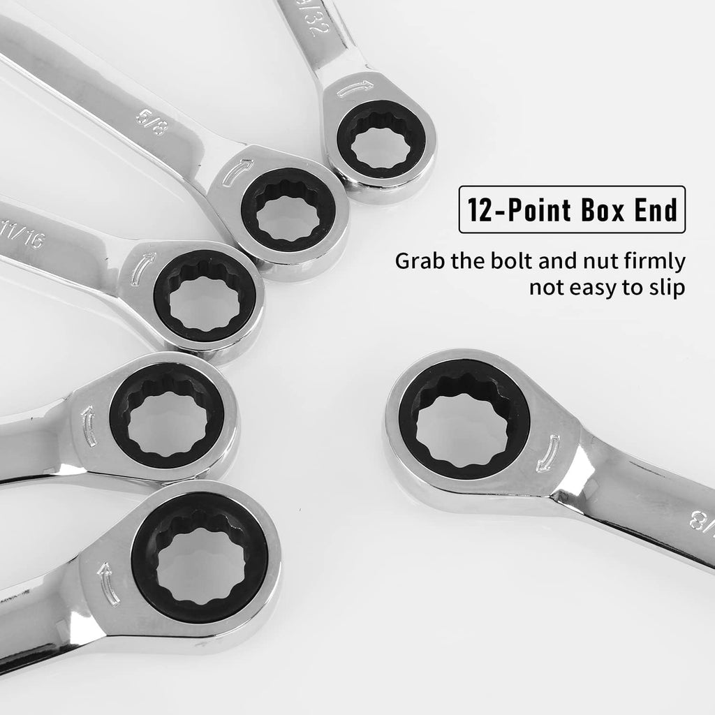 14-Piece Ratcheting Combination Wrench Set, Chrome Vanadium Steel P4123