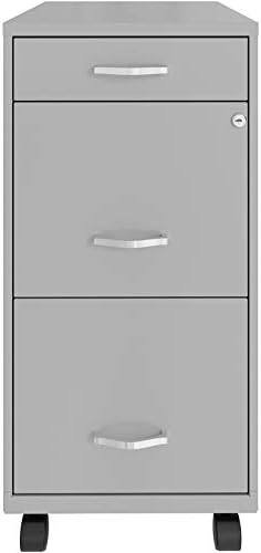 Red 3 Drawer Metal Mobile File Cabinet with Lock R20737