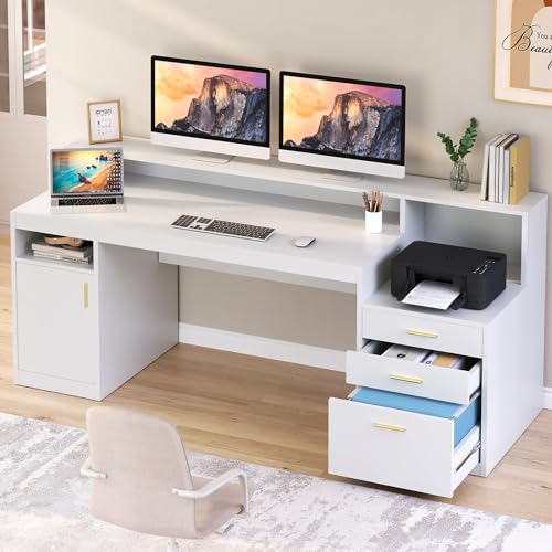 Black Computer Desk with 3 Drawer and Storage Shelves K2916