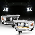Chrome LED DRL Sequential Signal Dual Projector Headlights Q2135