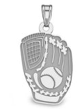 Solid 14K White Gold Softball Glove Pendant Y5087