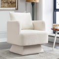 Beige Lamb Wool Swivel Accent Chair F656490