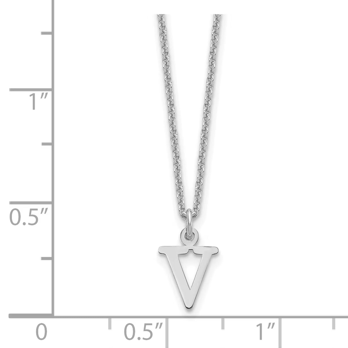 10K White Gold Letter V Initial Pendant with Chain F31758