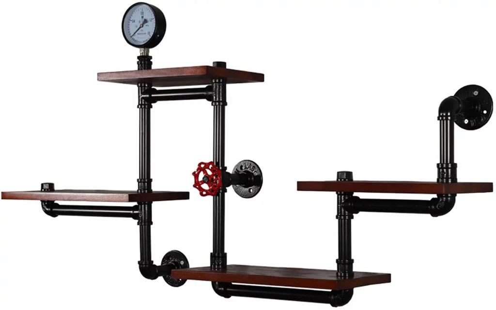 Industrial Pipe Wall-Mounted Wood Shelving Z78568