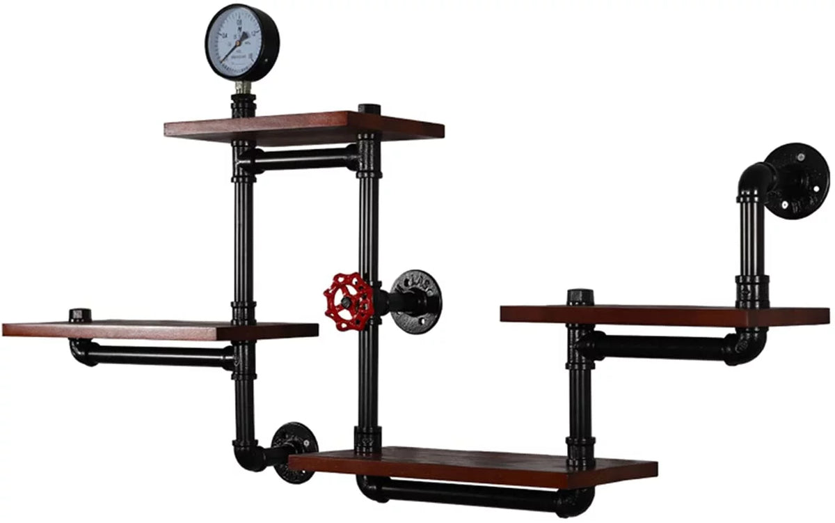 Industrial Pipe Wall-Mounted Wood Shelving Z78568