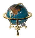 Turquoise Blue Ocean Table Top Gemstone World Globe with Gold Tripod M743763
