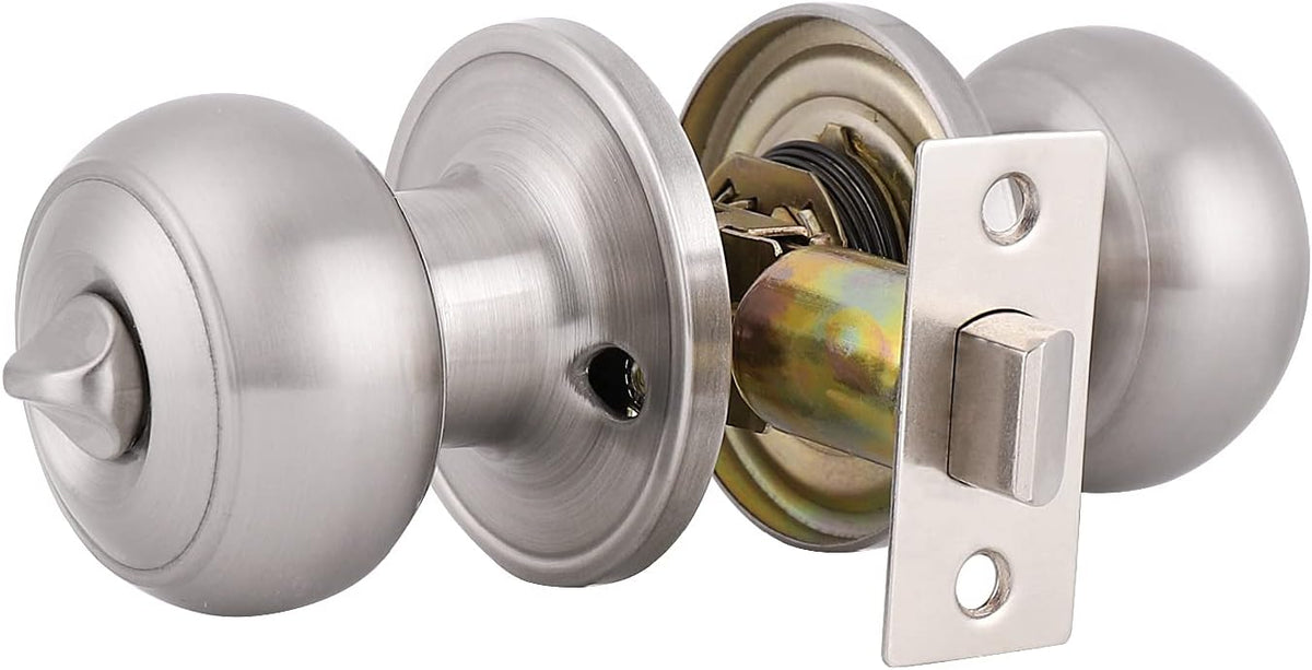 10 Pack Brushed Nickel Privacy Door Knob with Lock S95736