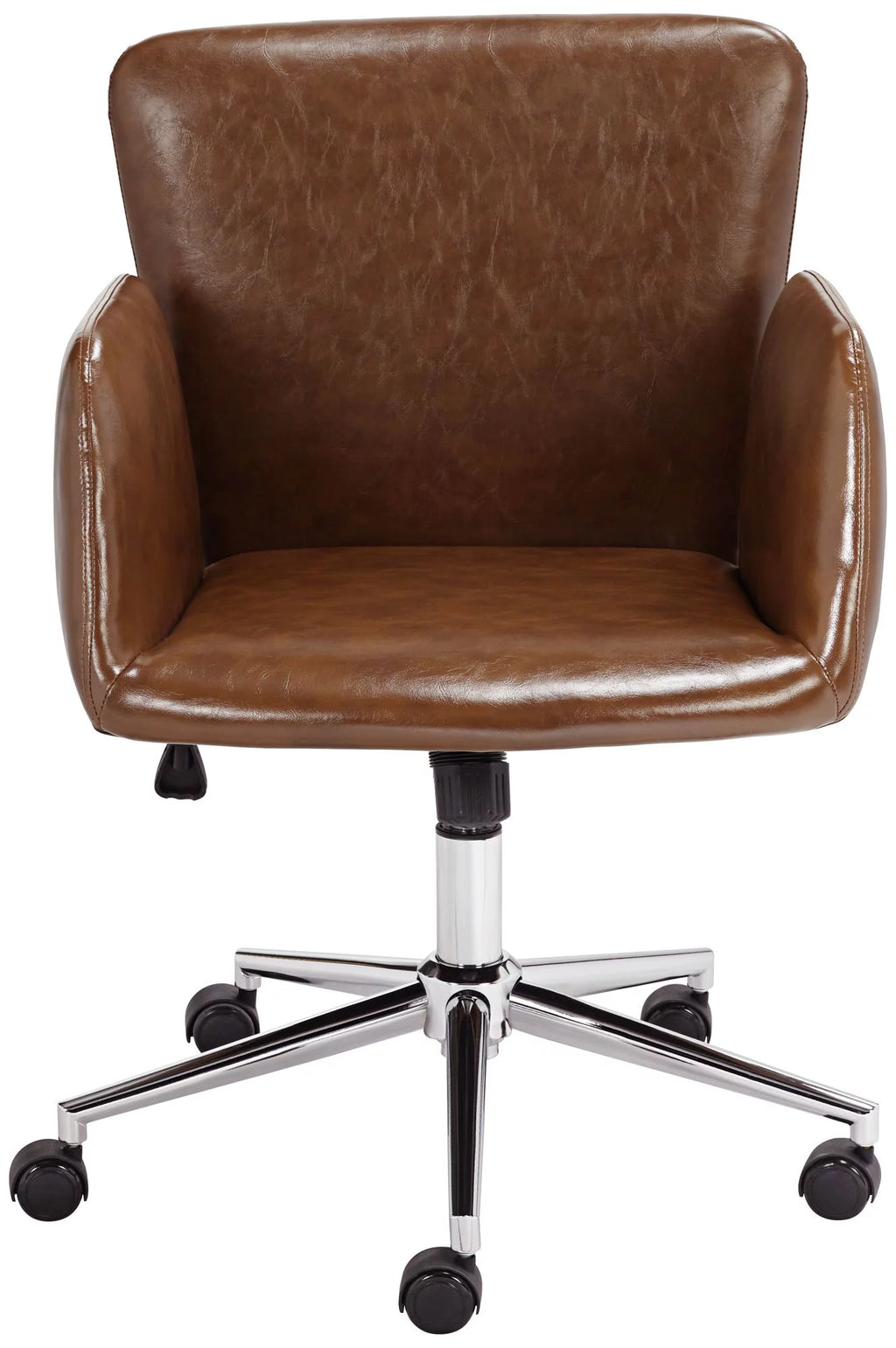 Brown Faux Leather Swivel Office Chair N661430