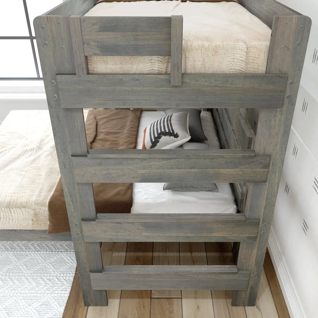 Solid Wood Twin over Queen L-Shaped Bunk Bed K246155