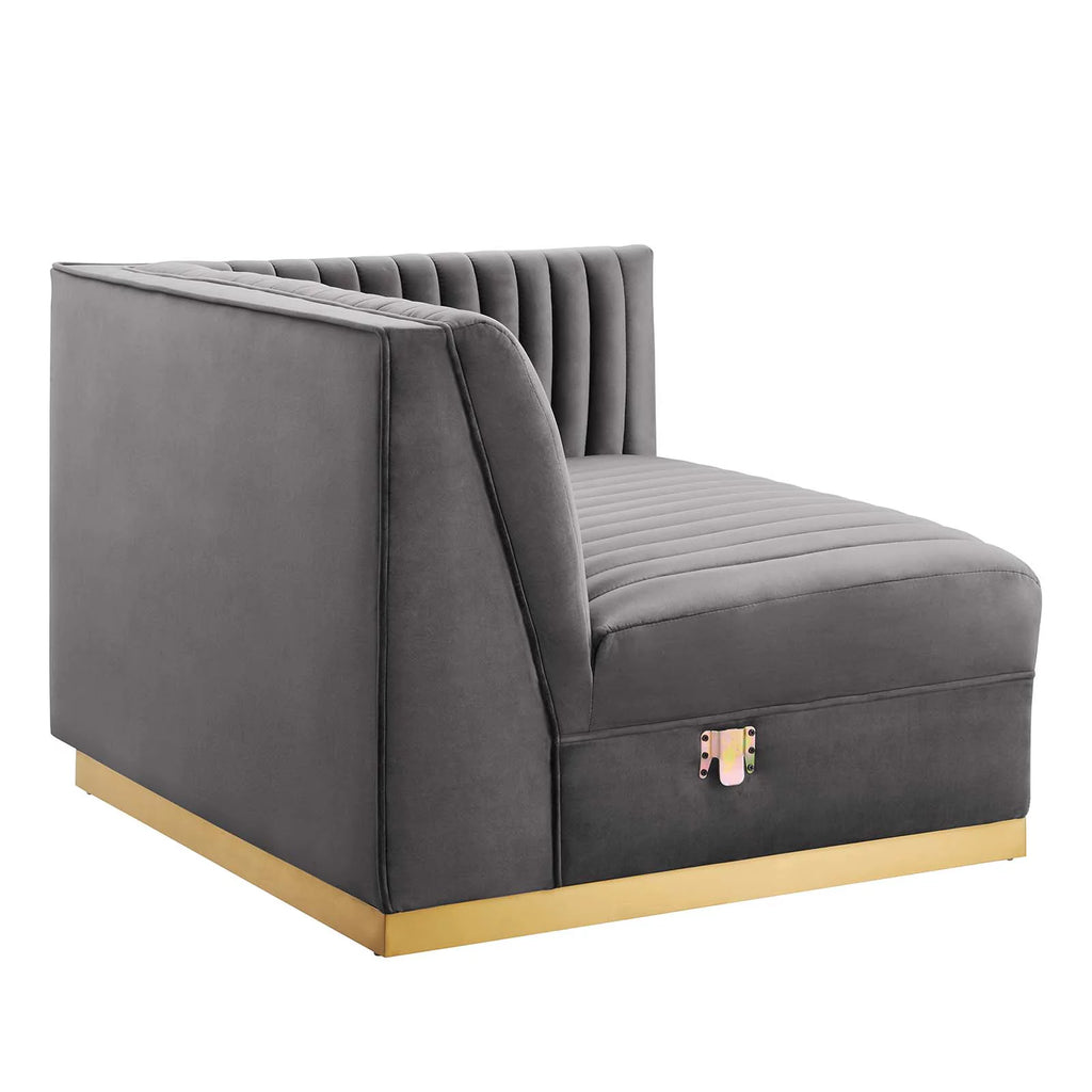 Gray Velvet 6-Piece Modular Sectional Sofa C915