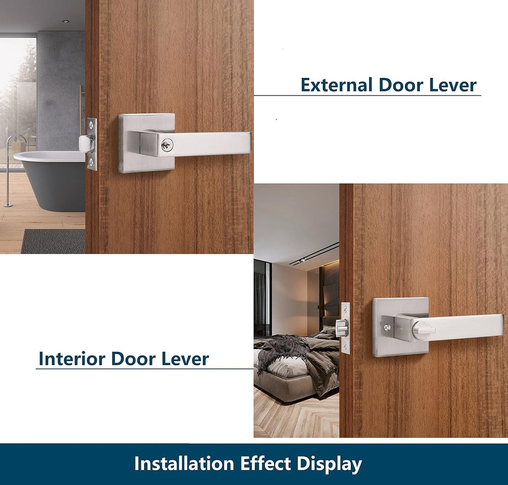 5 Pack Keyed Entry Lever Lock Handle Satin Nickel Finish K5311