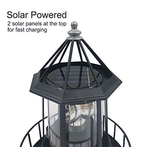 Black Solar Powered Lighthouse A157