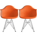 Orange Molded Plastic Arm Chairs X9498