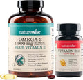 1000mg Omega 3 600mg EPA 400mg DHA Vitamin E 180ct & 1000mcg Vitamin B12 150 Softgels Supplement Bundle B63553