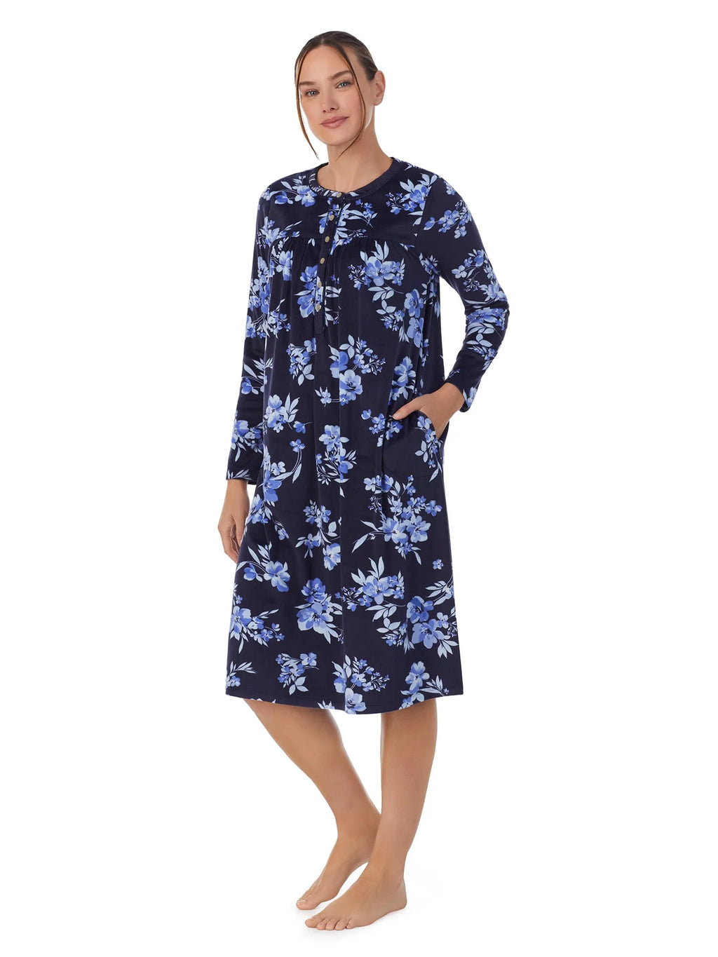 Women's Knit Velour Long Sleeve Nightgown N73857