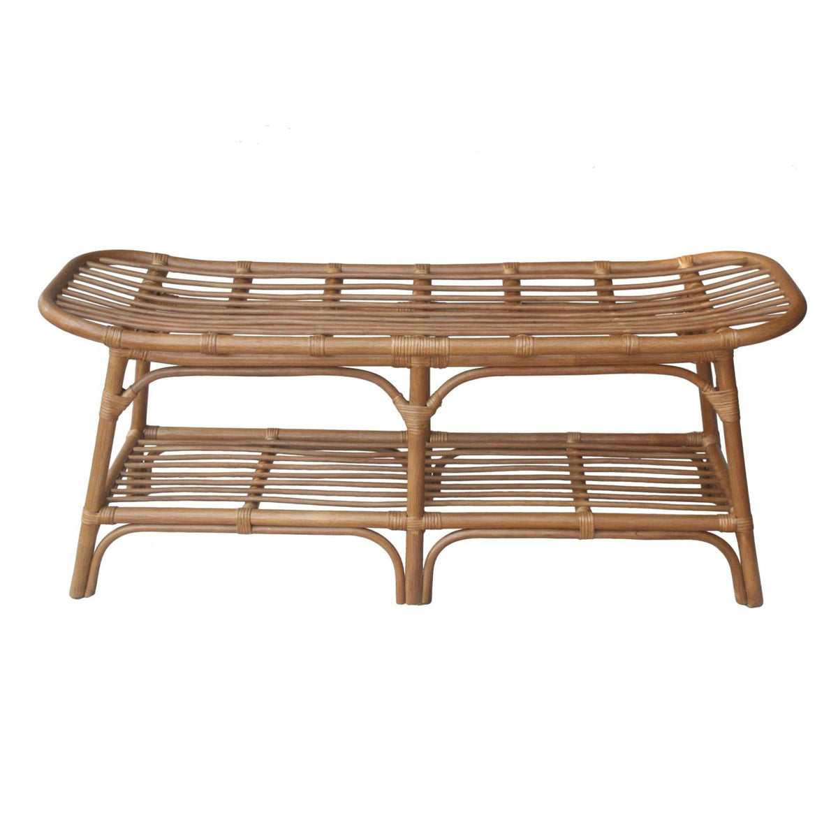 Rattan Bench with Shelf C5857