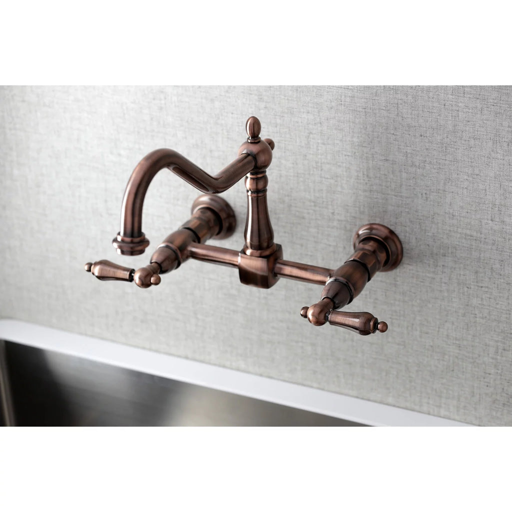 Antique Copper Wall Mount Bridge Kitchen Faucet G373