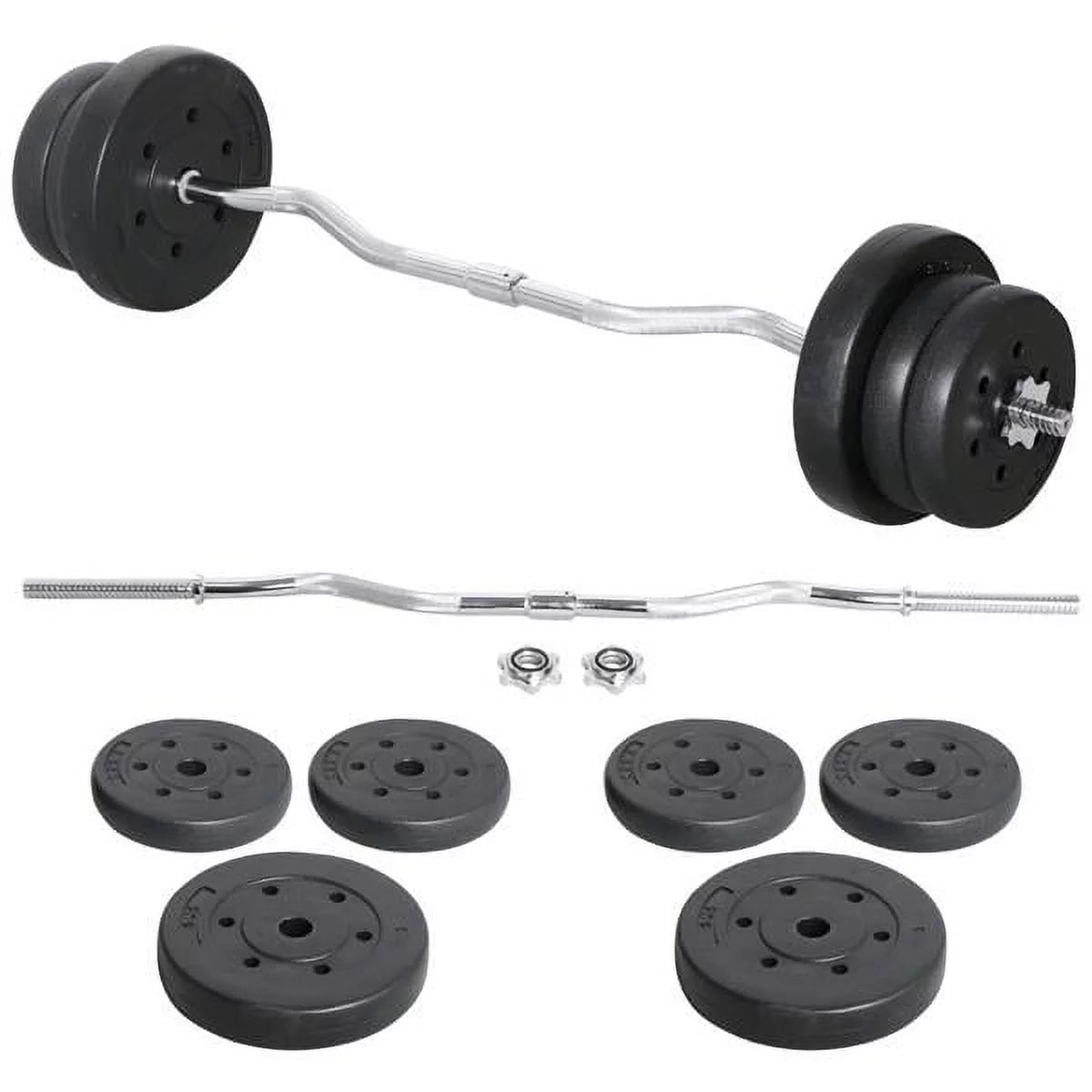 55lb Black Barbell Dumbbell Weightlifting Set R51840
