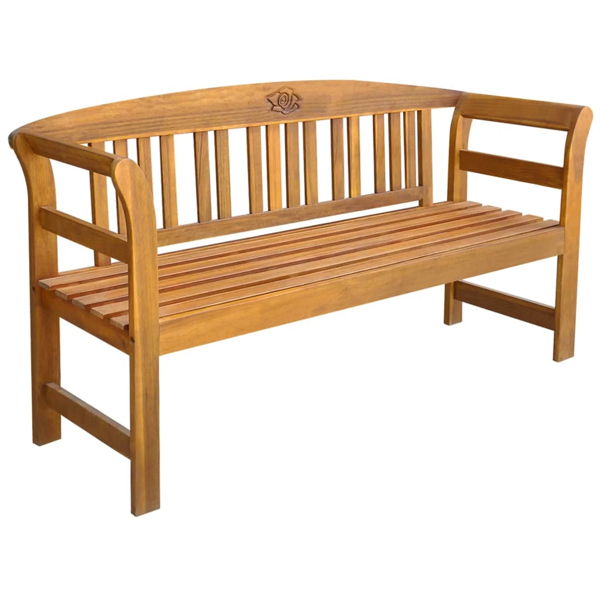 Green Cushion Acacia Wood Garden Bench D182384