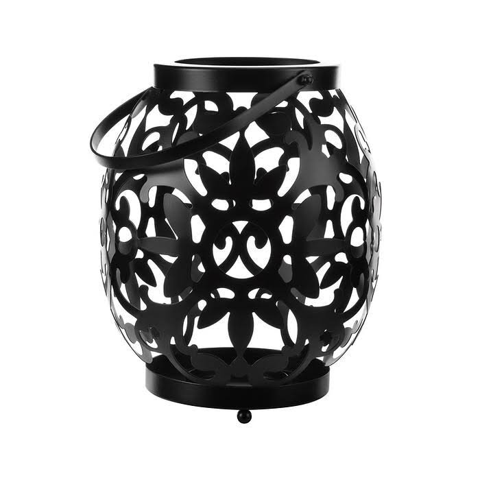 Black 2-Pack Metal Filigree Lantern with LED Candle R443167