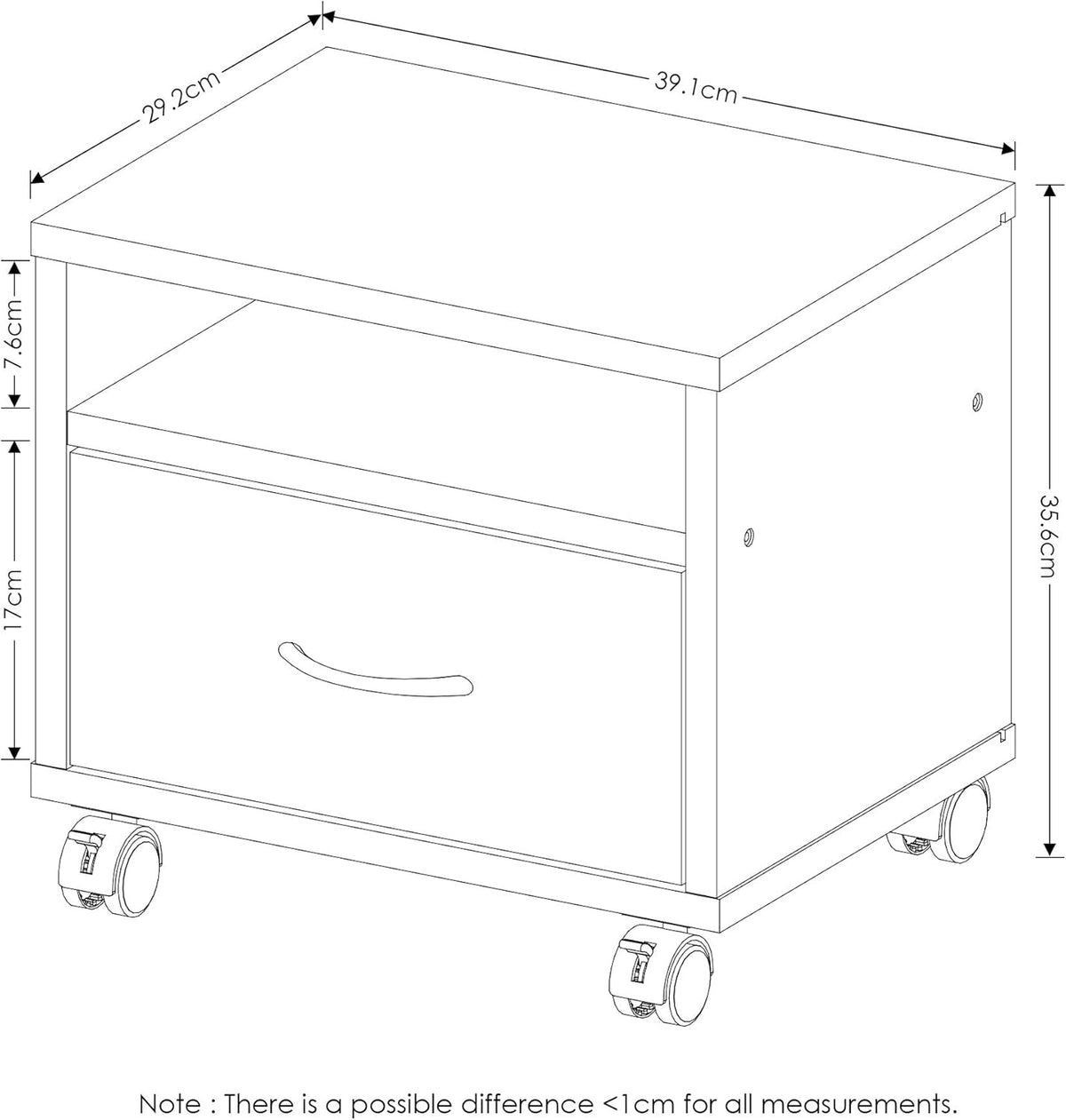 Espresso Under Desk Utility Cart with Casters X59004