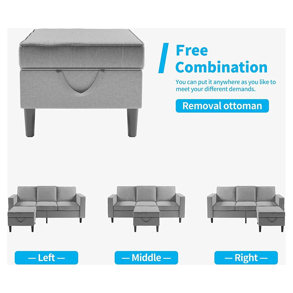Light Gray Convertible Sectional Sofa with Storage Ottoman O78010