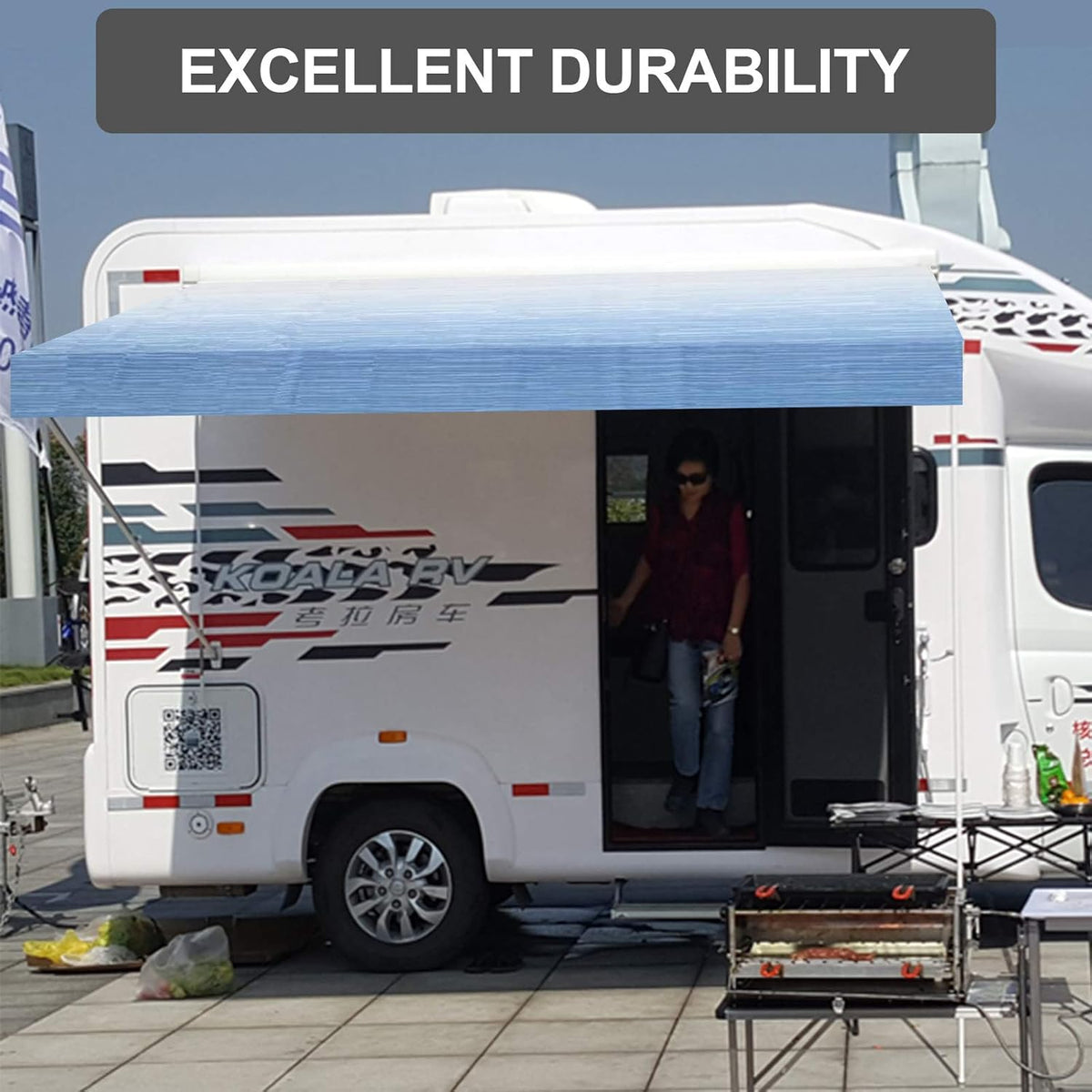 Waterproof Vinyl RV Awning Fabric Shade Screen - 18' J202