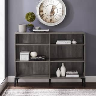 52" Grey Wash Mesh Side Panel Bookshelf K3023