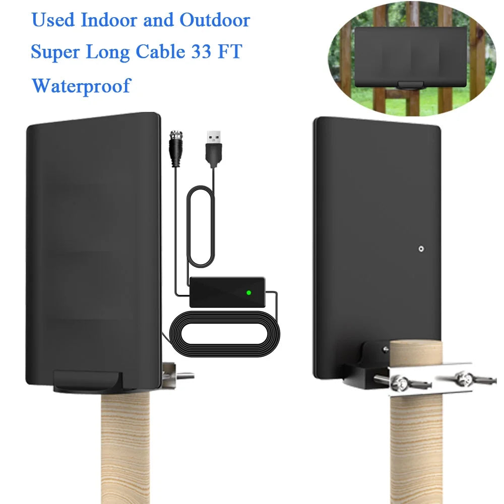 Outdoor Indoor Digital TV Antenna 200+ Miles Long Range Built-in Amplifier V2794