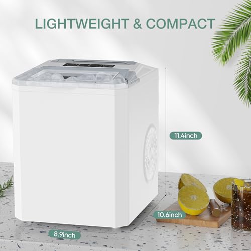 Countertop Ice Maker, 9 Cubes in 6 Mins, 26lbs in 24Hrs, 2 Sizes of Bullet Ice, Auto-Cleaning, Portable Ice Machine with Handle, Basket and Scoop R83026