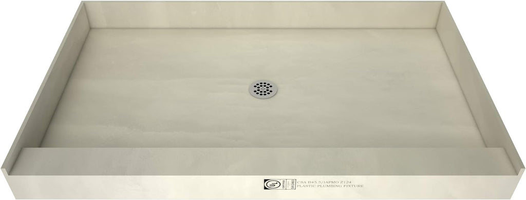 Shower Pan Kit with Flashing, Right Drain, Single Curb Shower Base, 2" PVC Drain and Grate Included, 48" Width x 42" Depth X5965