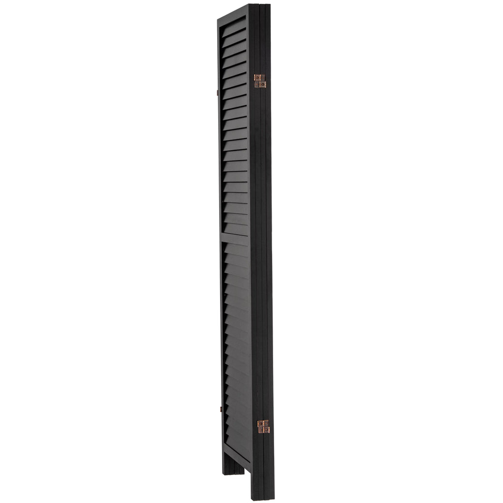 Black 4 Panel Wooden Louvered Room Divider B10370