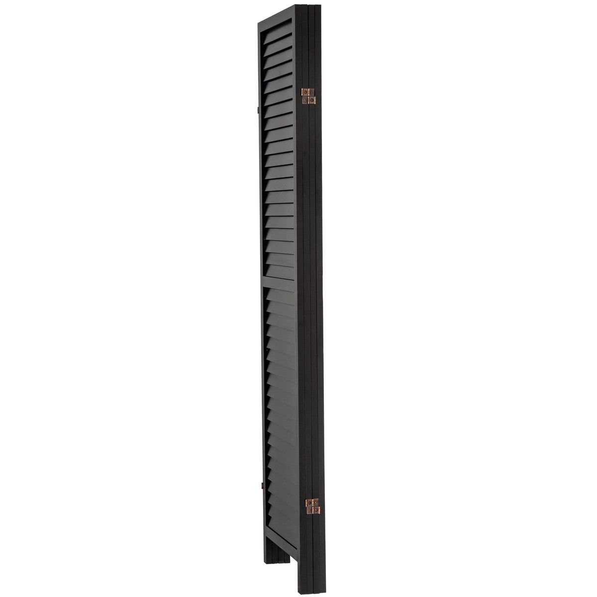 Black 4 Panel Wooden Louvered Room Divider B10370