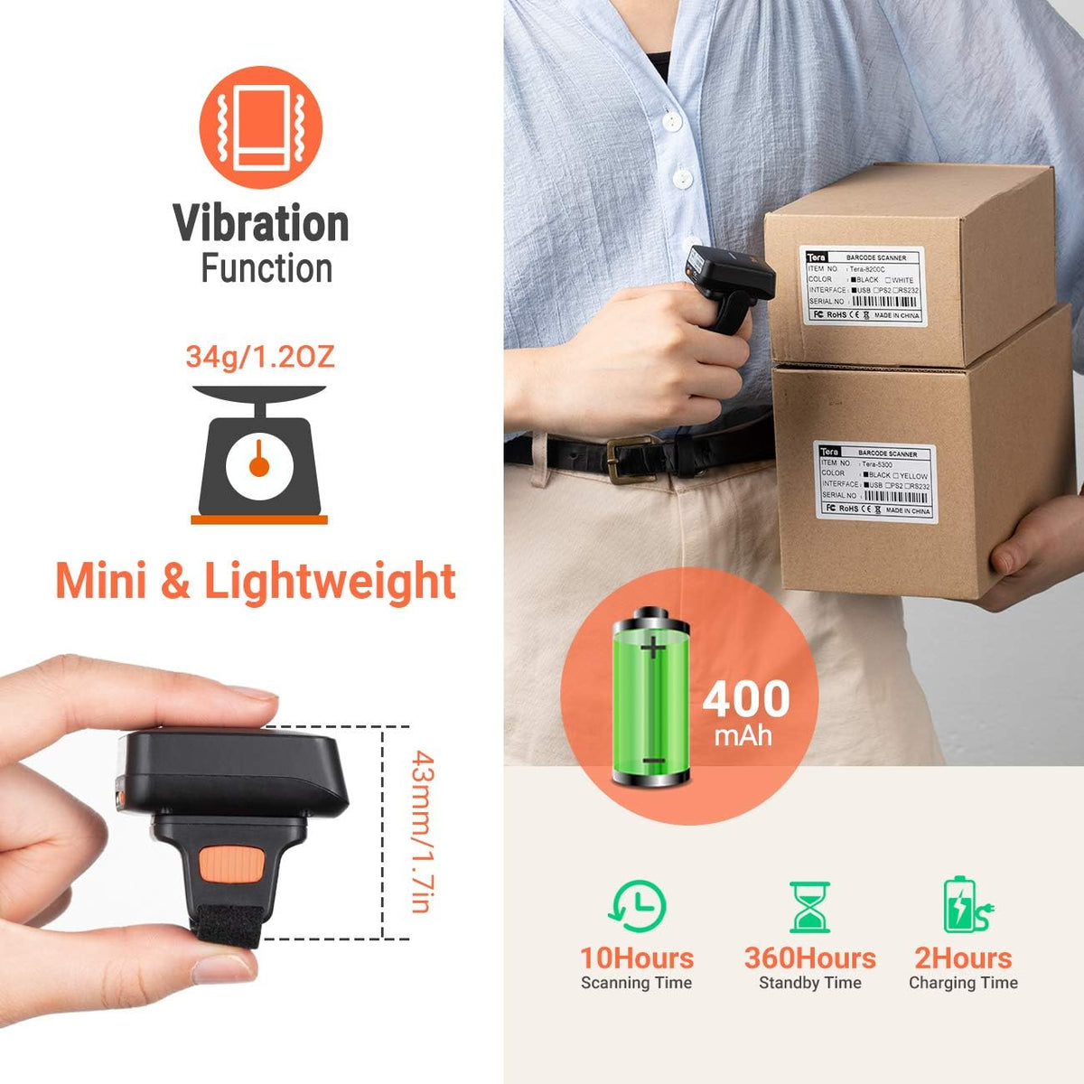 Wireless Ring Barcode Scanner with Bluetooth B882330