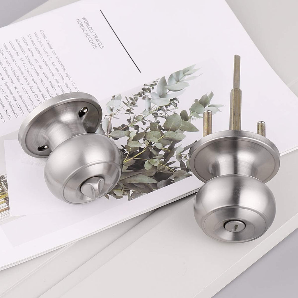 10 Pack Brushed Nickel Privacy Door Knob with Lock S95736