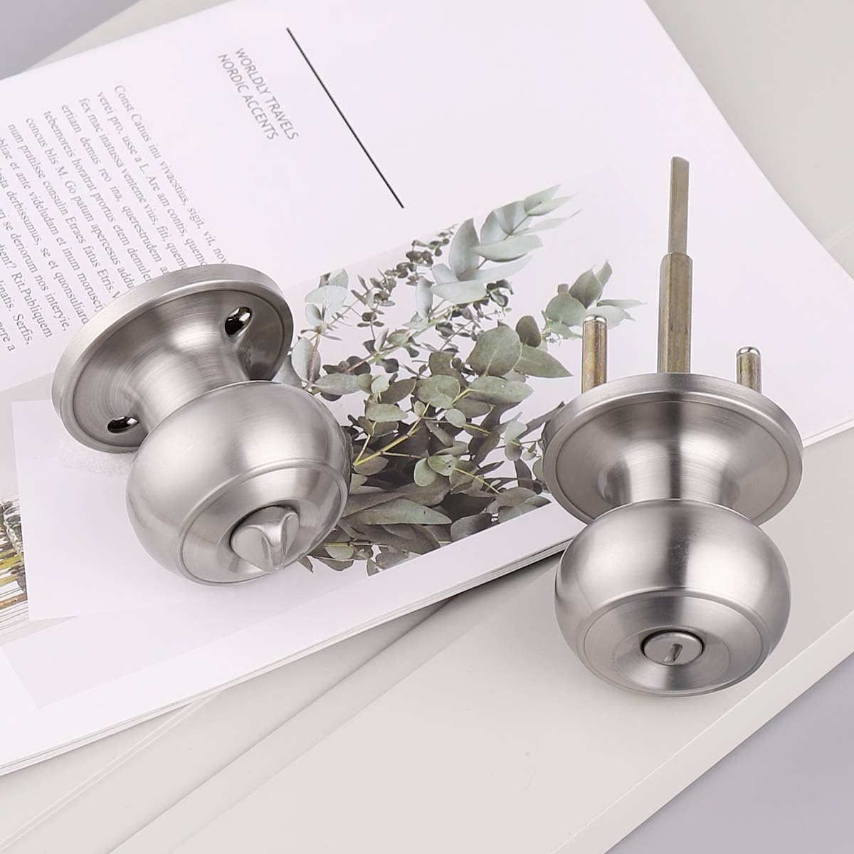 10 Pack Brushed Nickel Privacy Door Knob with Lock S95736