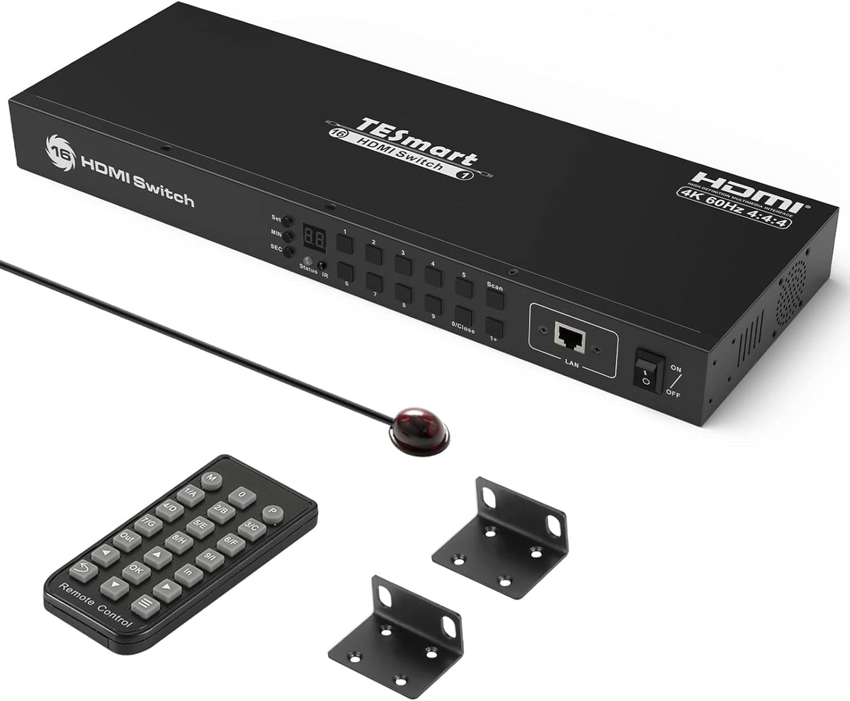 16×1 HDMI Switch 4K@60Hz HDCP 2.2 with Rack-Ears Y172