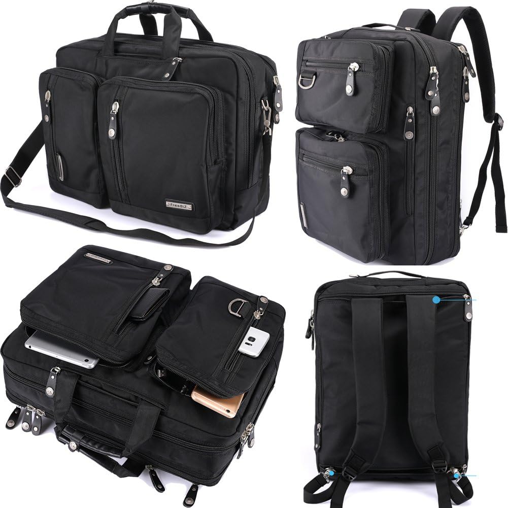 Convertible Laptop Backpack Briefcase Messenger Bag Water Resistant Travel Rucksack for 17.3 Inch Laptop Gray O516480