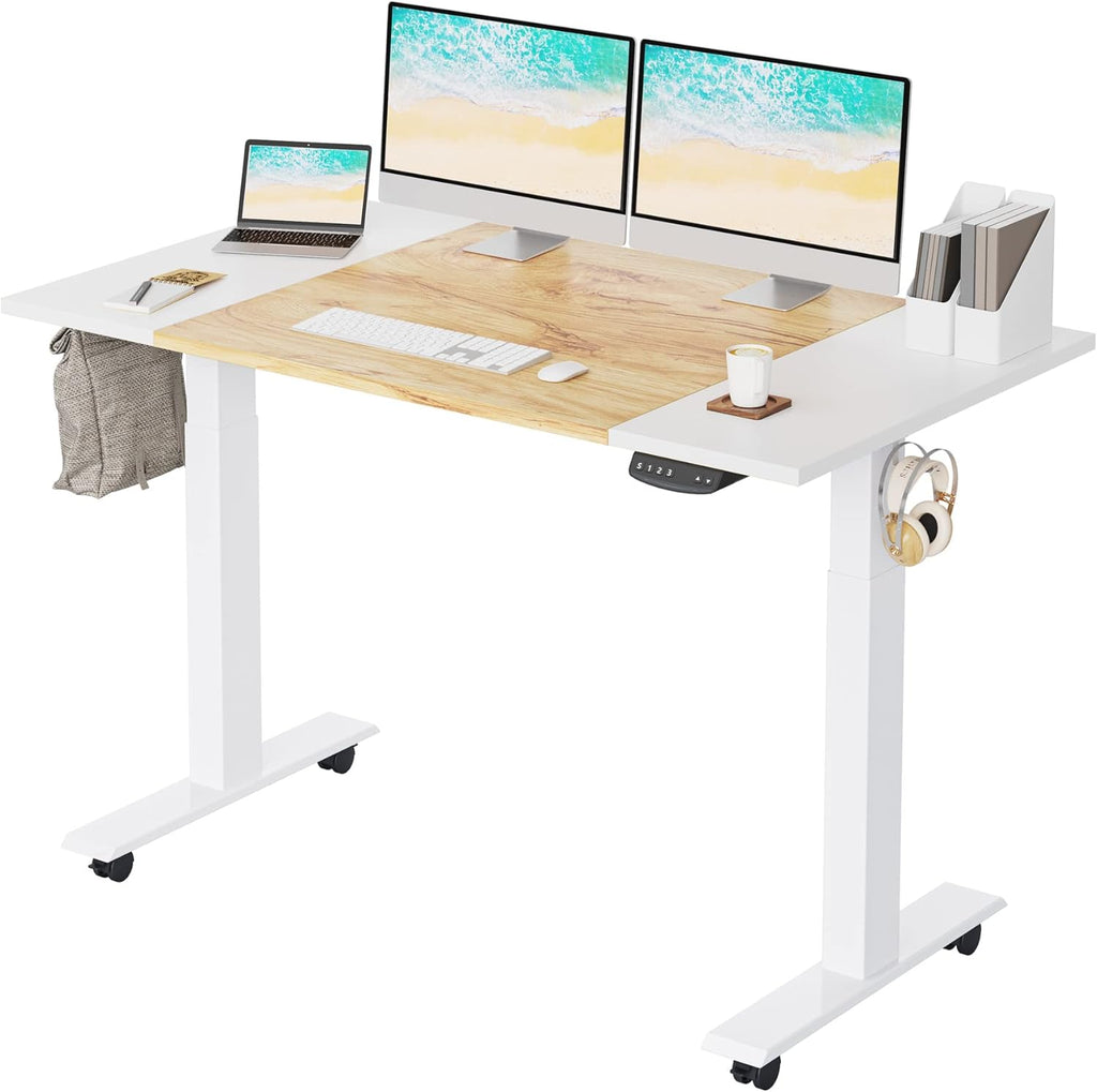 63 x 24 Inches Electric Standing Desk with Espresso and Black Top and Black Frame Q234