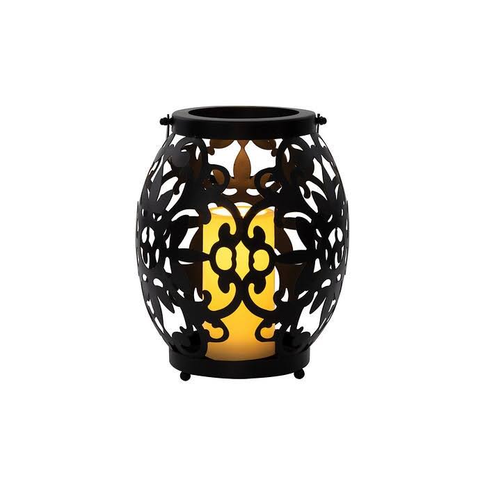 Black 2-Pack Metal Filigree Lantern with LED Candle R443167