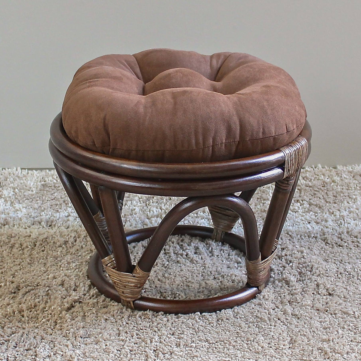 Red Wine Microsuede Papasan Footstool W615222