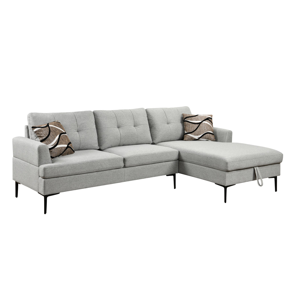 Light Gray L Shaped 3 Seater Sofa with Chaise and Storage N72139
