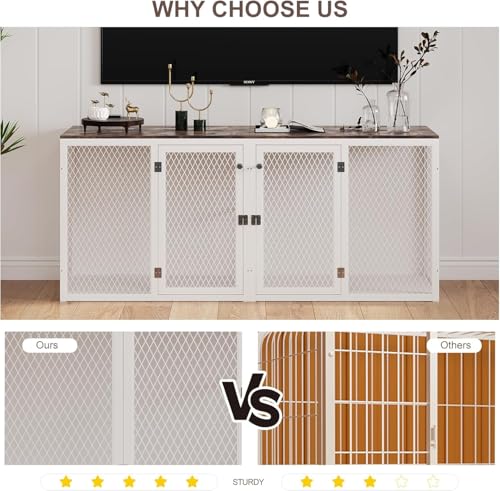 71 Inch Wooden Dog Crate Furniture with Divider W669209