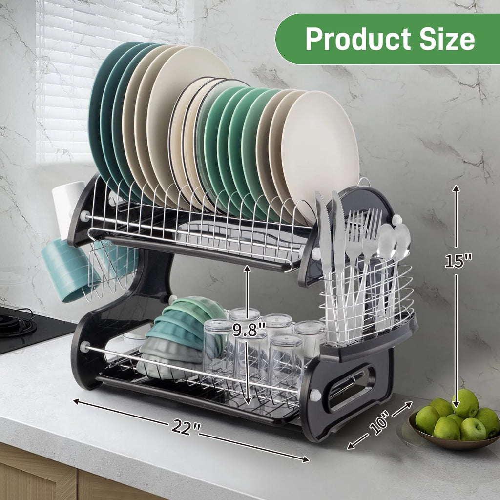 Black 2-Tier Dish Drainer S923