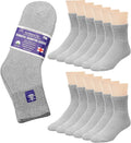 12-Pack Diabetic Quarter Ankle Socks Non-Binding Loose Fit Gray F9037